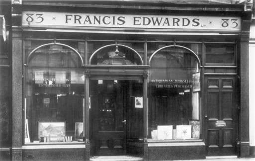 Photo:Francis Edwards, antiquarian booksellers, 83 Marylebone High Street c1935