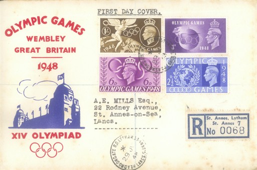 Photo:First day cover for 1948 London Olympics