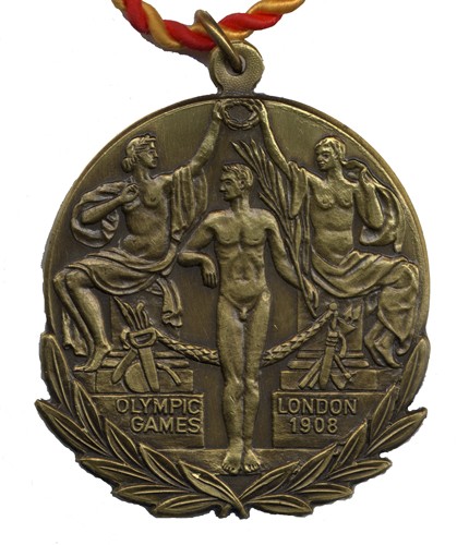Photo:Souvenir medallion of the 1908 London Olympics